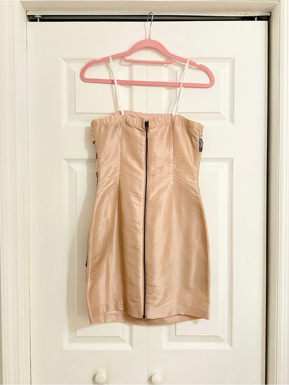 New Rare βCity Studioβ Nude/Champagne Strapless Sequin Bandage Mini Dress,Size 1 - Picture 3 of 11